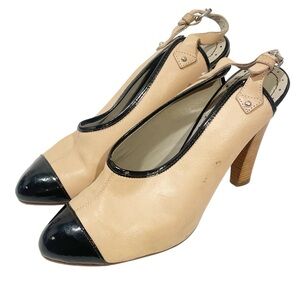Marc by Marc Jacobs Size 36/5.5 Tan Black Toe Cap Sling Back Heel Shoes